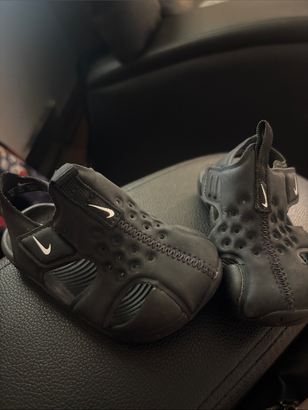 Nike Kids Black Water Shoes with White Swoosh